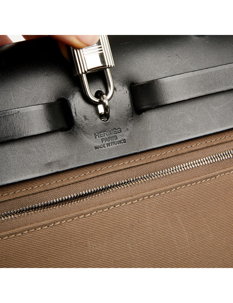Sac Herbag toile HERMES étoupe et ébène