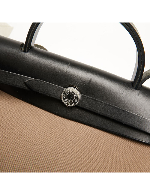 Sac Herbag toile HERMES étoupe et ébène