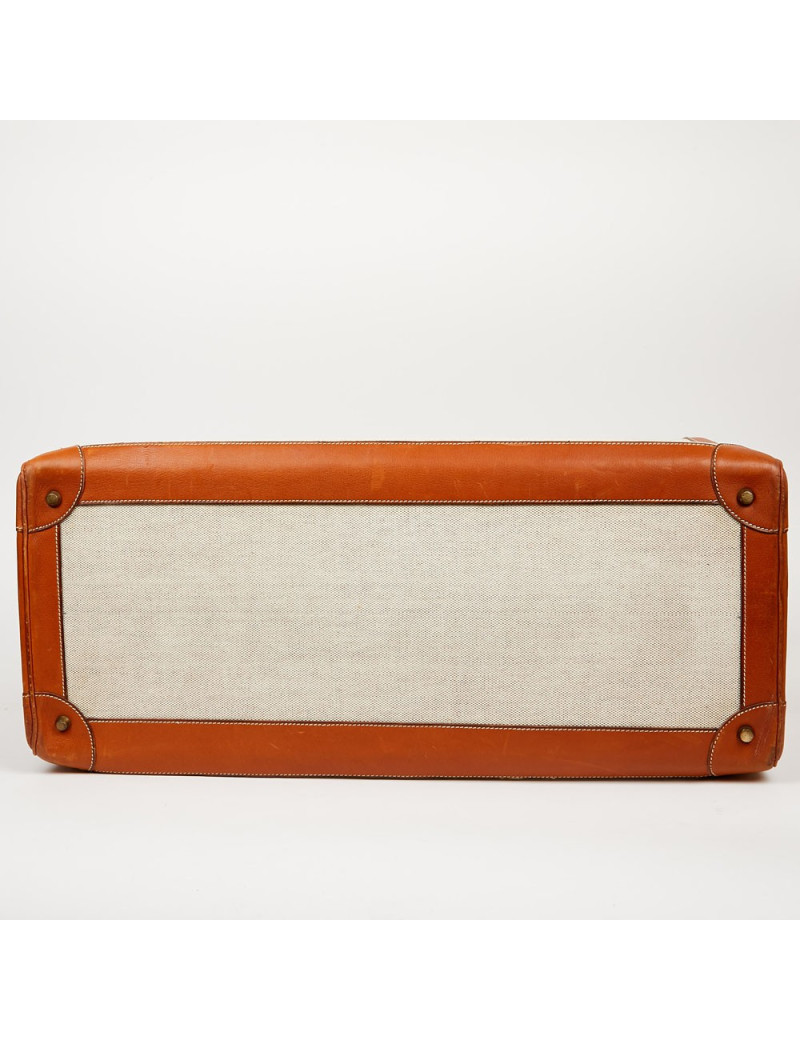 Valise de voyage HERMES toile et cuir Vintage