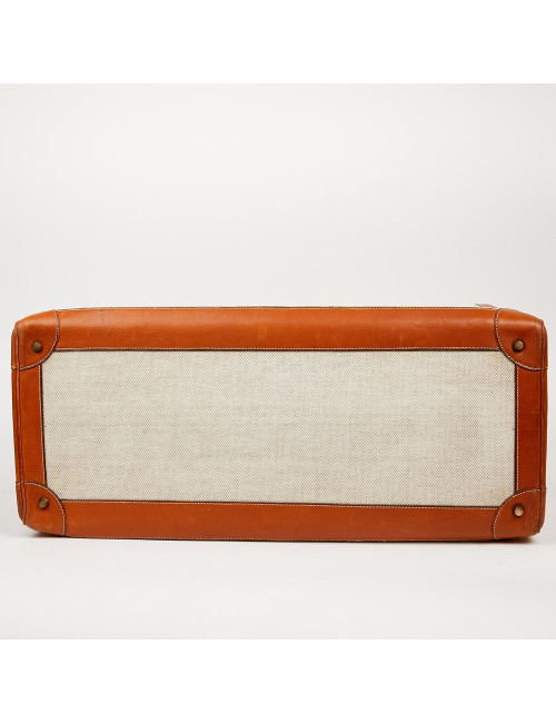 Valise de voyage HERMES toile et cuir Vintage