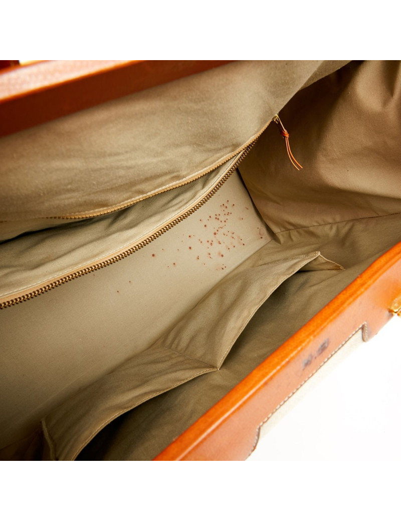 Valise de voyage HERMES toile et cuir Vintage