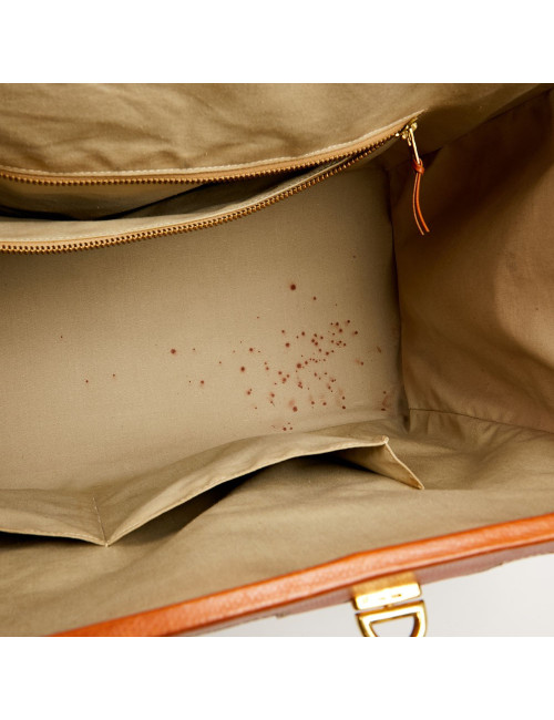 Valise de voyage HERMES toile et cuir Vintage