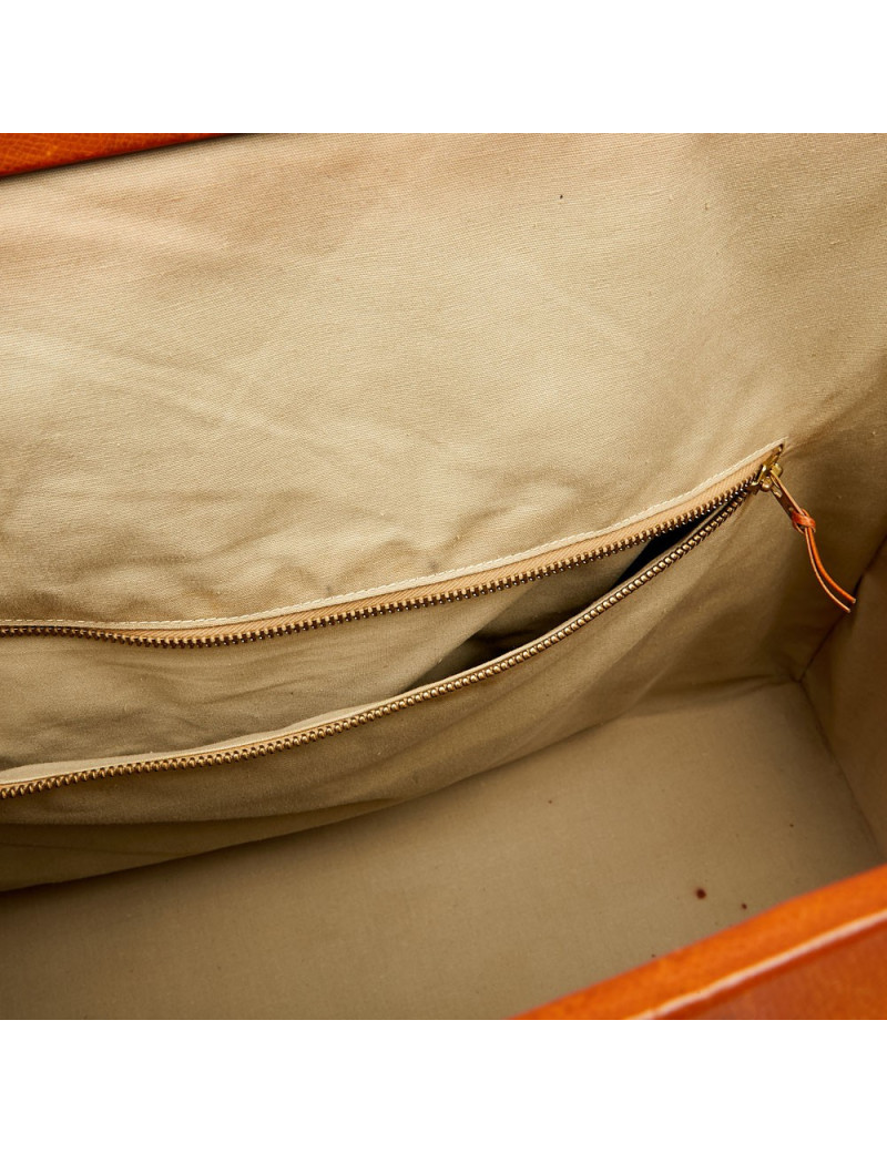 Valise de voyage HERMES toile et cuir Vintage