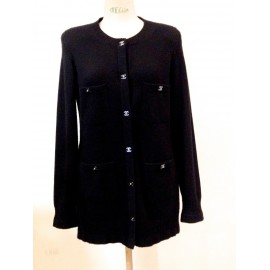 Long vest CHANEL black cashmere T42