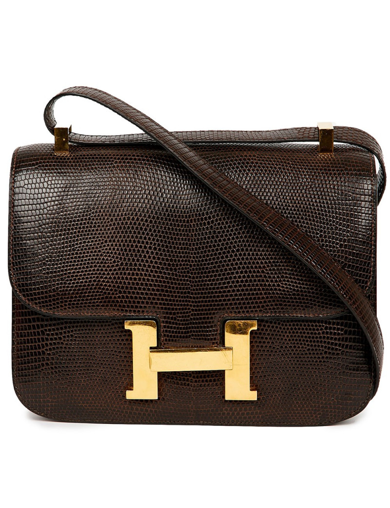  Sac à main Constance Lézard Varan du Nil marron Vintage