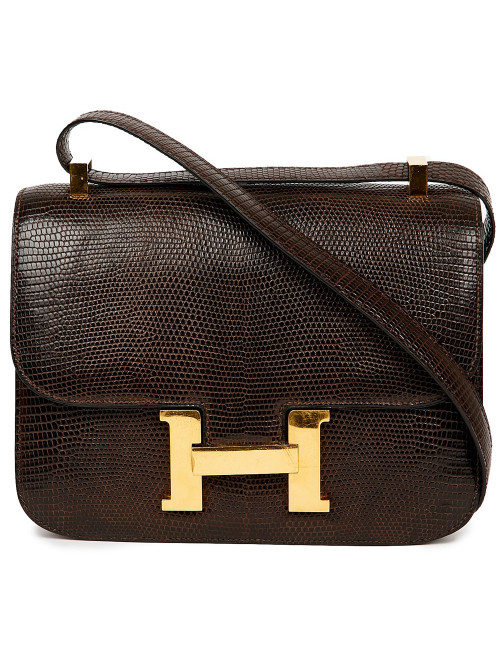  Sac à main Constance Lézard Varan du Nil marron Vintage