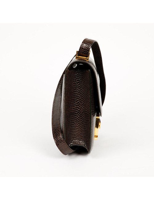  Sac à main Constance Lézard Varan du Nil marron Vintage