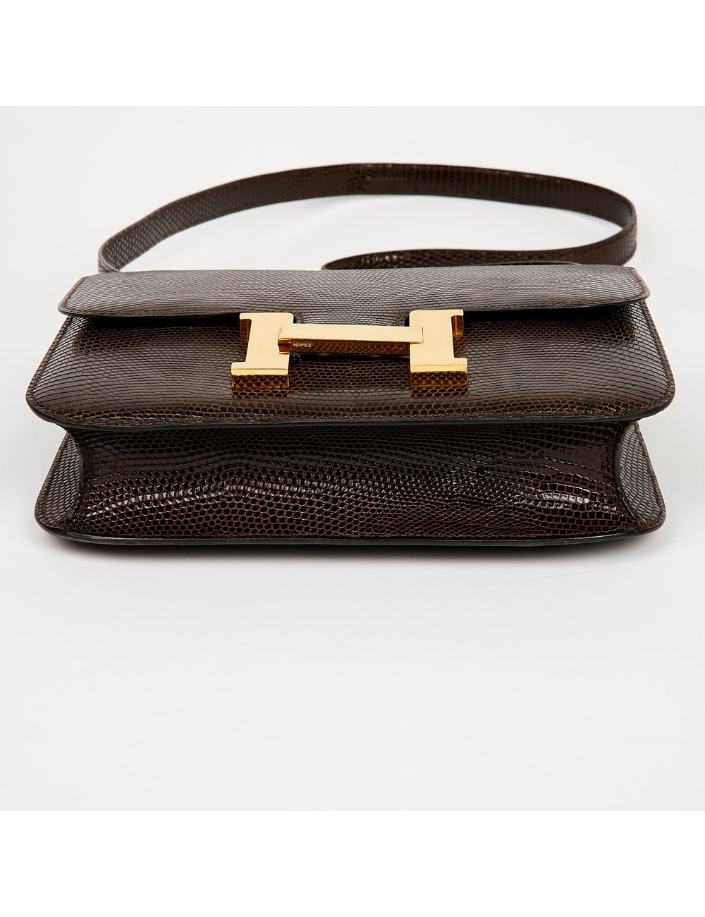  Sac à main Constance Lézard Varan du Nil marron Vintage