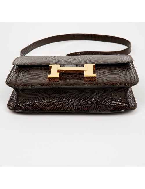  Sac à main Constance Lézard Varan du Nil marron Vintage