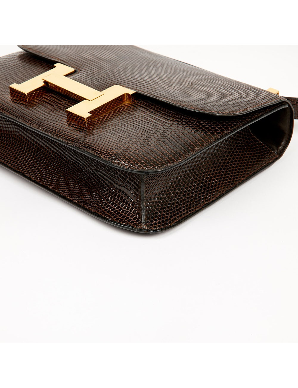  Sac à main Constance Lézard Varan du Nil marron Vintage