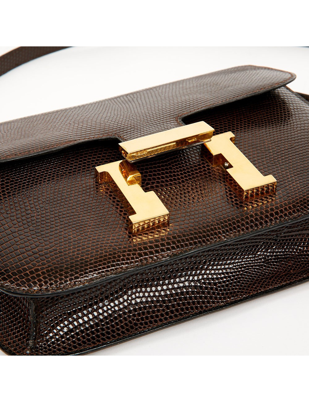  Sac à main Constance Lézard Varan du Nil marron Vintage