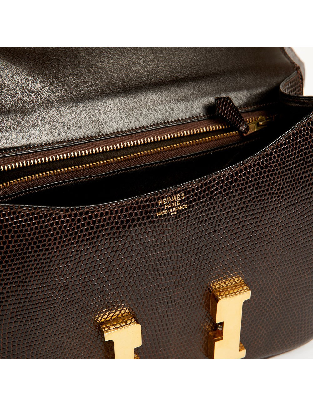  Sac à main Constance Lézard Varan du Nil marron Vintage