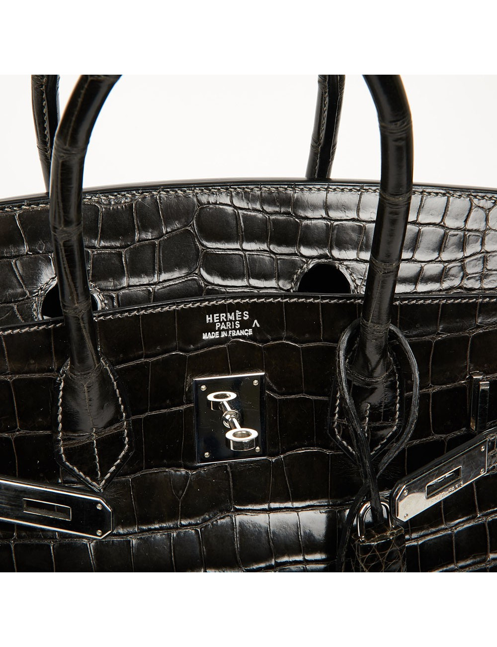 Birkin 35 HERMES Porosus gris anthracite 