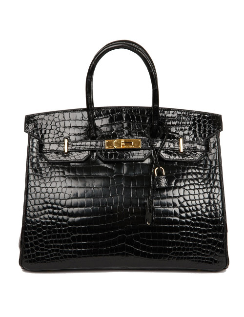 Birkin 35 crocodile Porosus noir