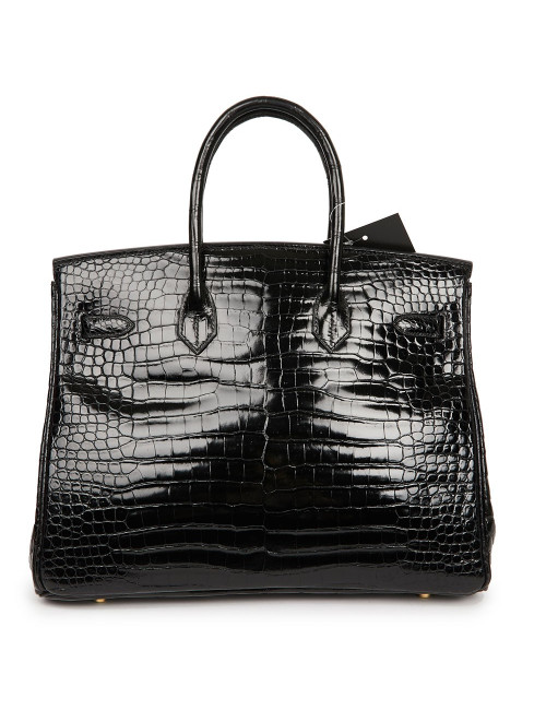 Birkin 35 crocodile Porosus noir