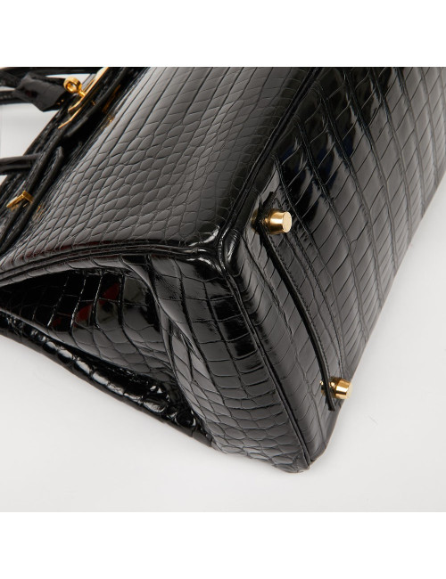 Birkin 35 crocodile Porosus noir