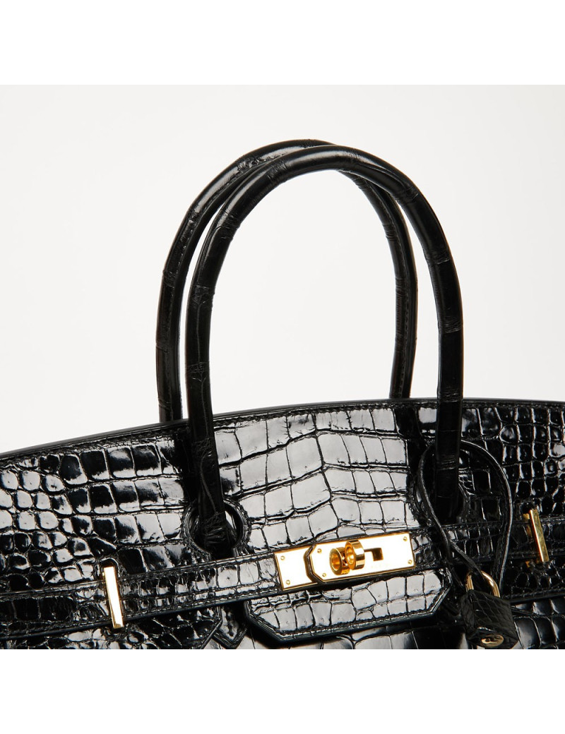 Birkin 35 crocodile Porosus noir