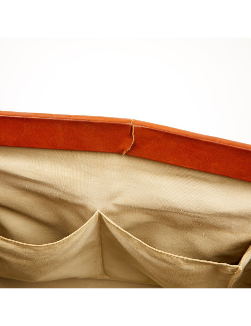 Valise de voyage HERMES toile et cuir Vintage TM