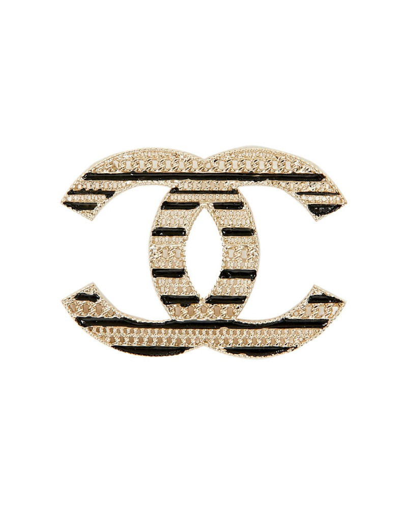 Broche CHANEL double C émaillé noir