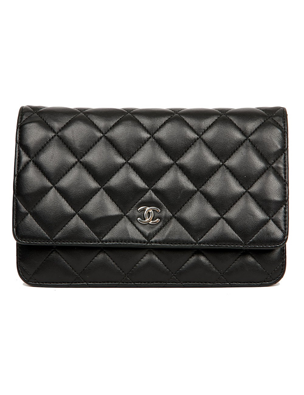 Wallet on chain CHANEL cuir matelassé noir
