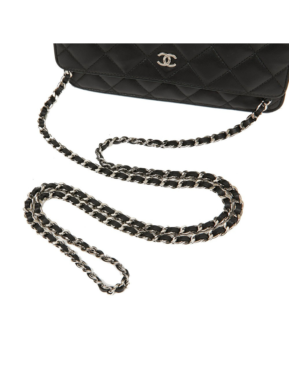 Wallet on chain CHANEL cuir matelassé noir
