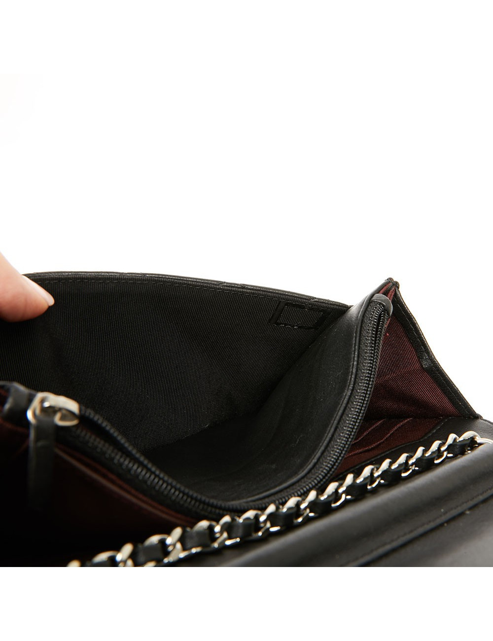 Wallet on chain CHANEL cuir matelassé noir