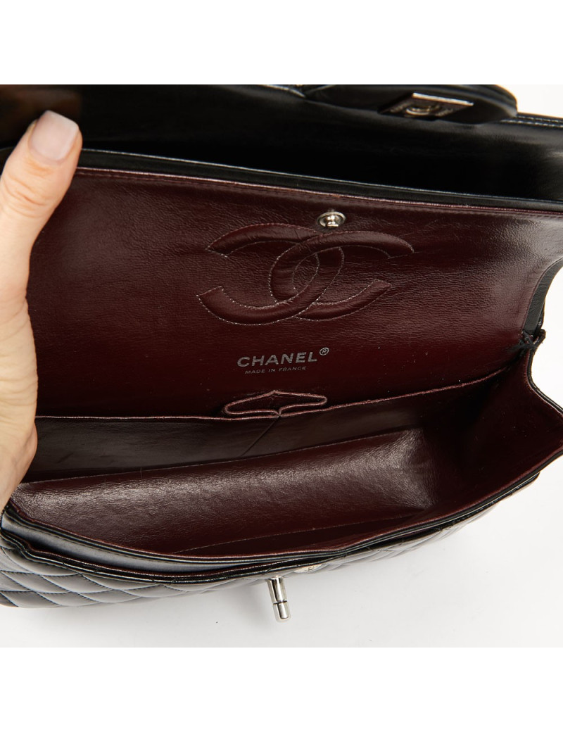 Timeless CHANEL black lambskin bag 