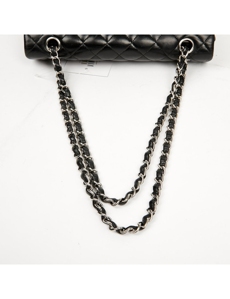 Timeless CHANEL black lambskin bag 