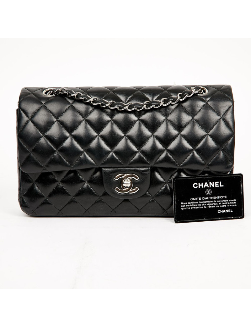 Timeless CHANEL black lambskin bag 