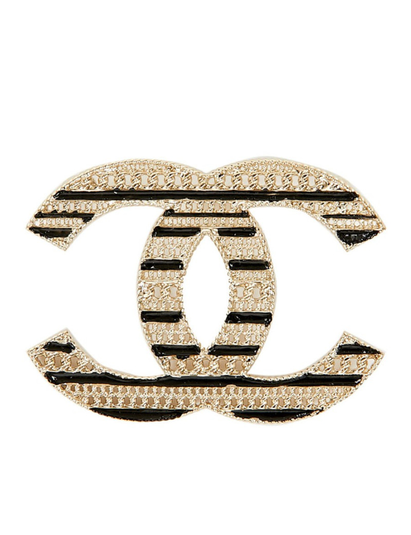 Broche CHANEL double C émaillé noir