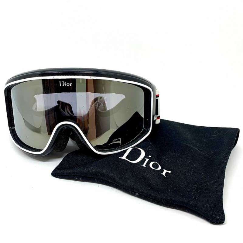Masque de ski DIOR noir et blanc - Lunettes luxe occasion authentique
