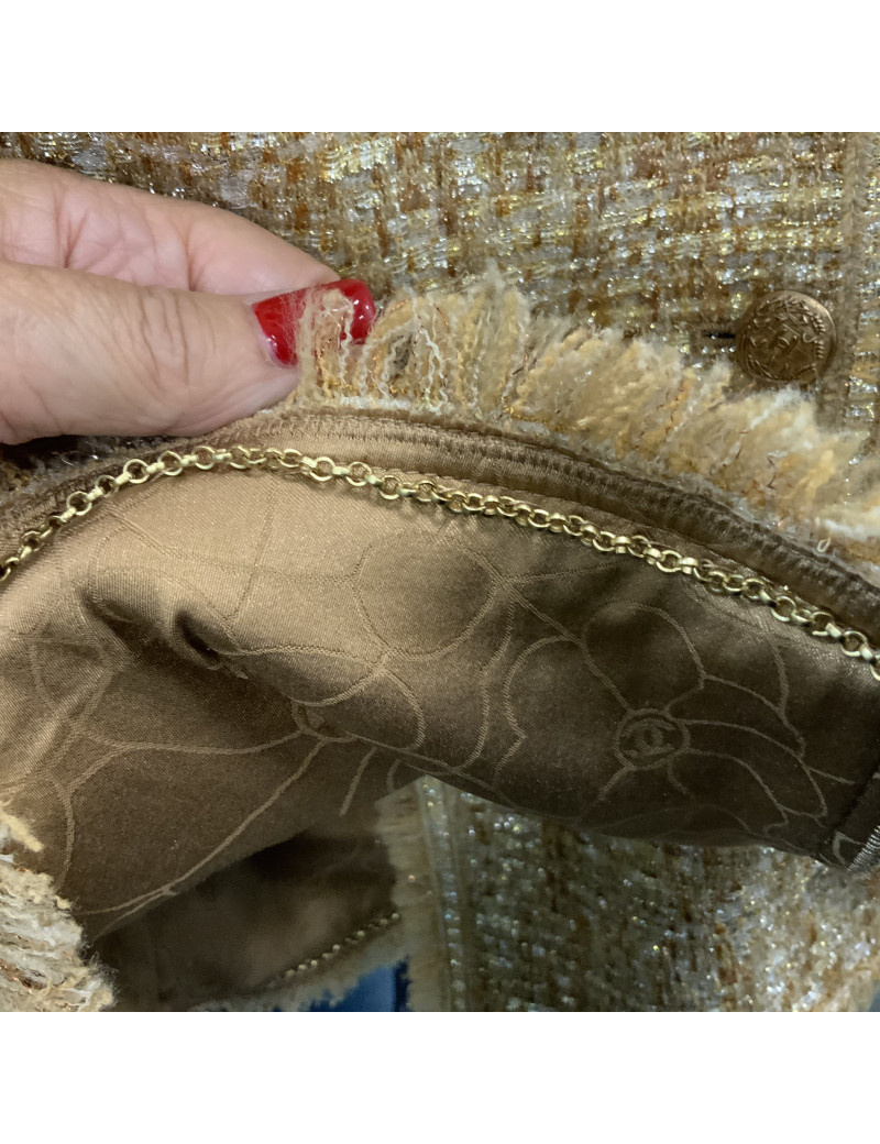 Veste CHANEL T 42 tweed fils d'or