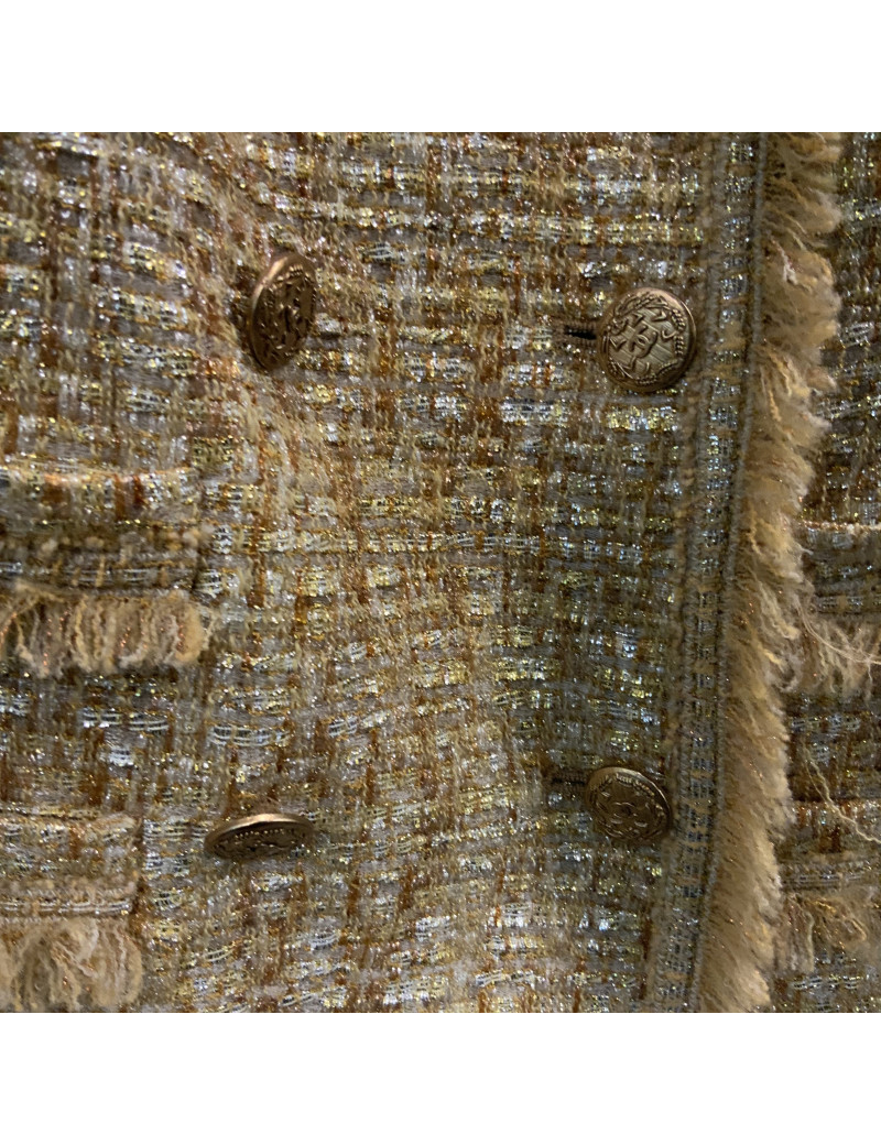 Veste CHANEL T 42 tweed fils d'or