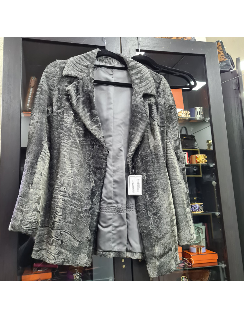 Veste MICHEL MENARD T en fourrure astrakan ? grise