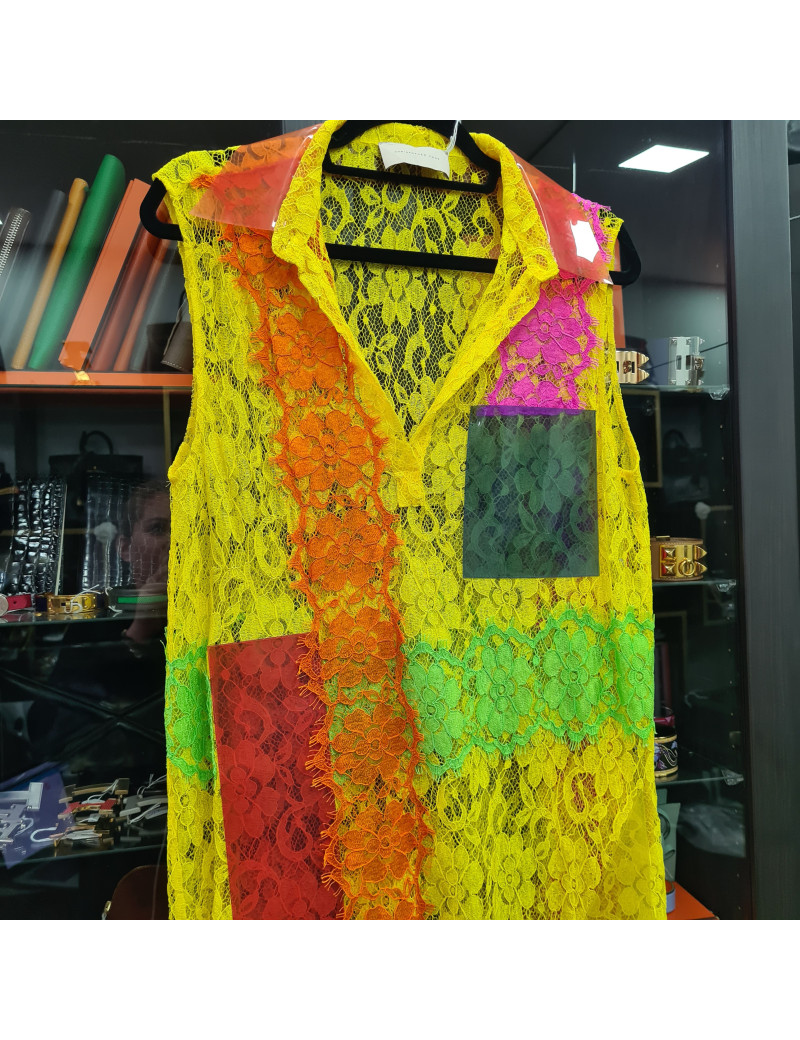 Robe Christopher Kane dentelle fluo