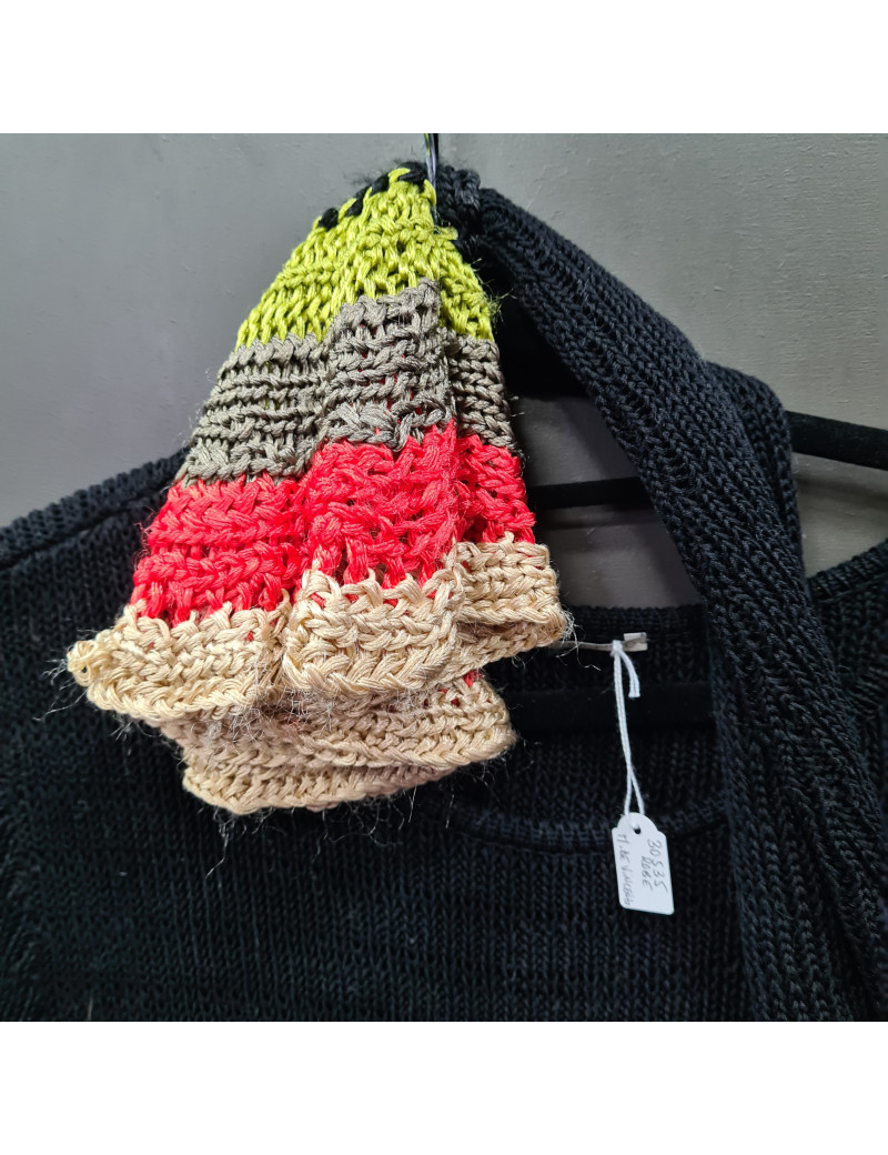 Robe longue Marco de Vincenzo maille noire et volants