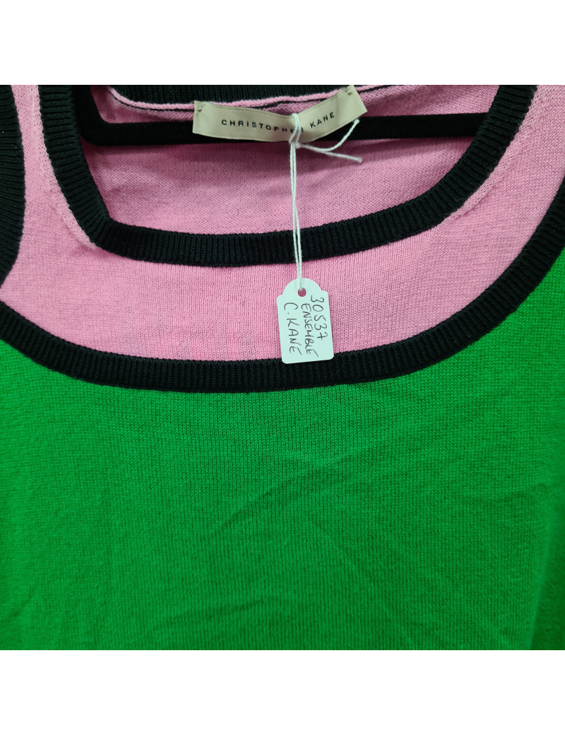 Ensemble Christopher Kane vert et rose fluo