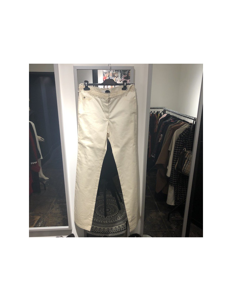 Pantalon CHANEL T 38 beige en coton 