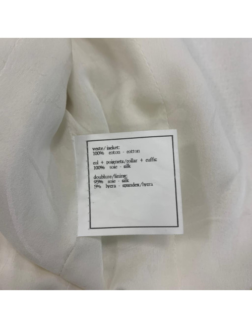 Veste CHANEL tweed beige et gansé de noir