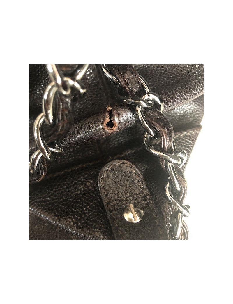 Chanel satchel bag in brown grained leather