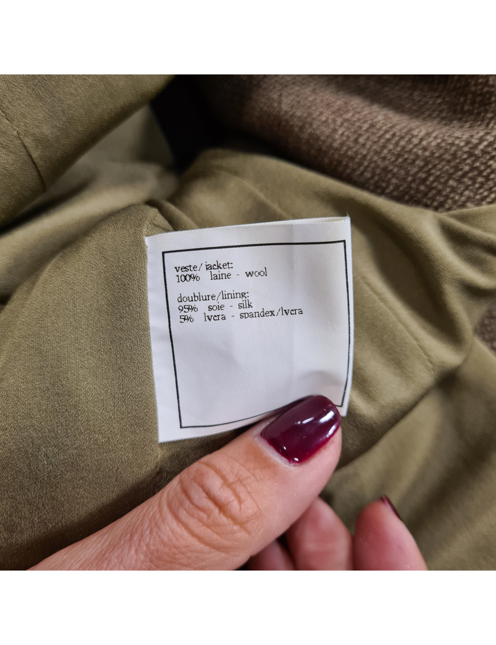 Veste militaire CHANEL T36 laine kaki