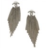 CHANEL silver color chain earrings