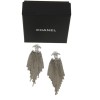 CHANEL silver color chain earrings