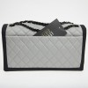 CHANEL gray leather bag trimmed in black