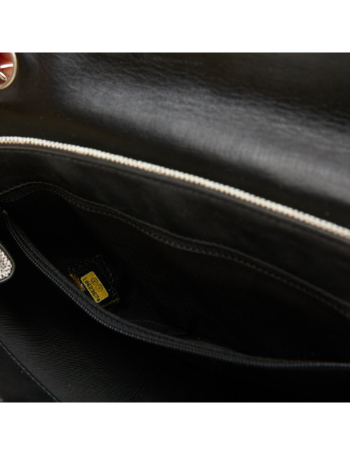 Baguette CHANEL toile blanc noir Vintage