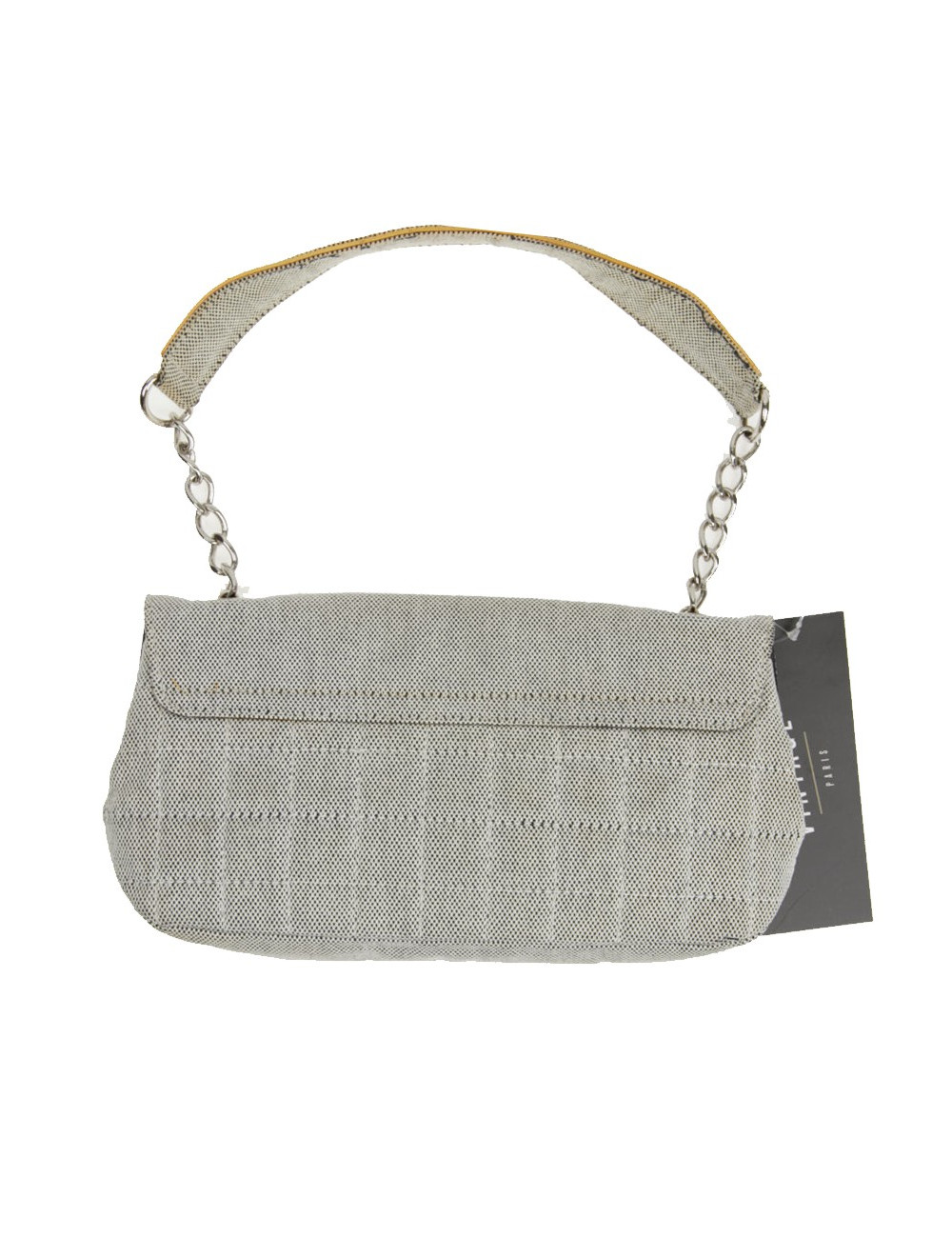 Baguette CHANEL toile blanc noir Vintage