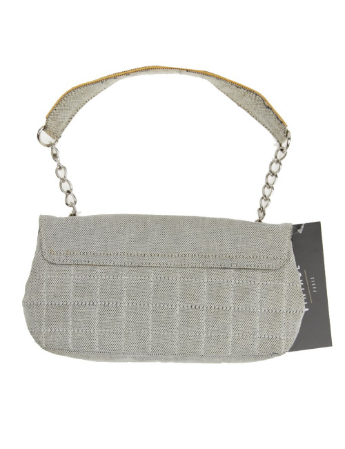 Baguette CHANEL toile blanc noir Vintage