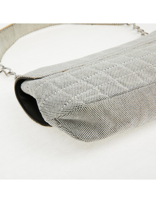 Baguette CHANEL toile blanc noir Vintage