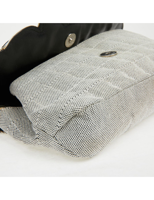 Baguette CHANEL toile blanc noir Vintage