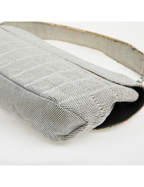 Baguette CHANEL toile blanc noir Vintage